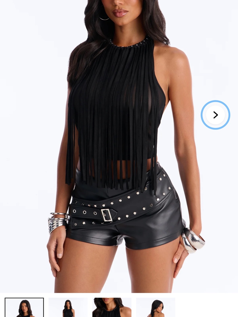 Fashion Nova Black Fringe Halter Camisole